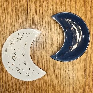 Crescent Moon Set Of 2 Ceramic Trinket Dishes